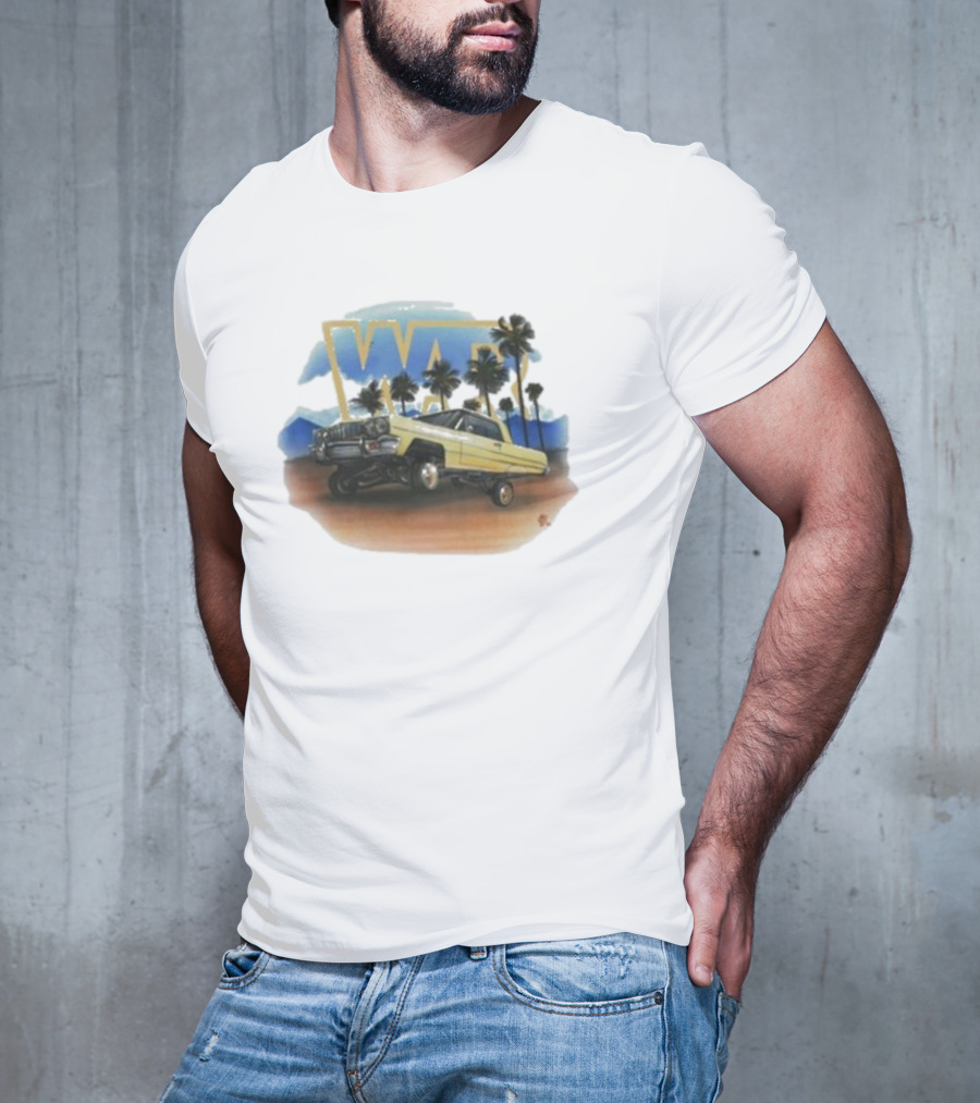 War Low Rider Airbrush Palm Trees Classic Car Lifted T-Shirt