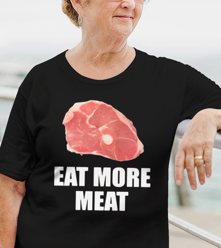 Oscar De La Hoya Wearing Eat More Meat Steak Slice T-Shirt