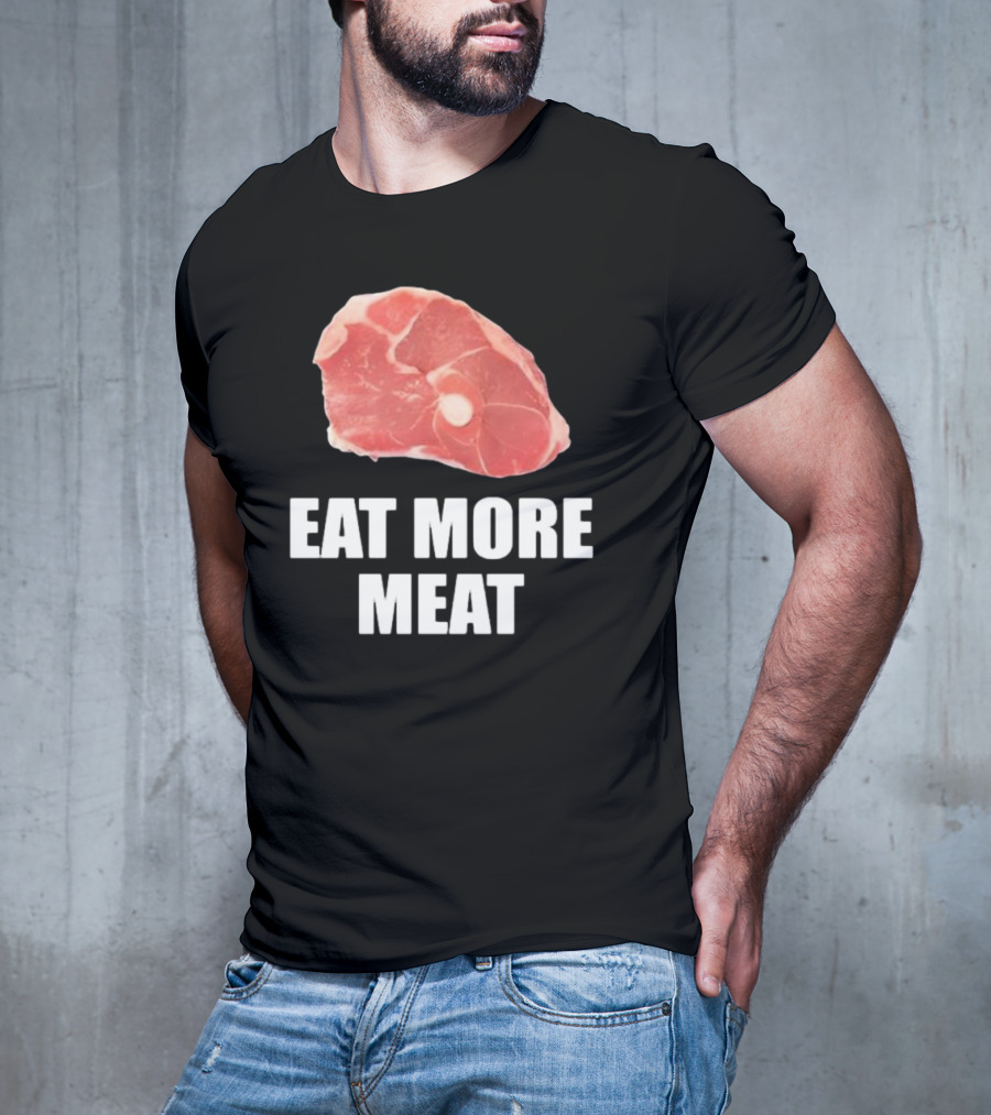 Oscar De La Hoya Wearing Eat More Meat Steak Slice T-Shirt