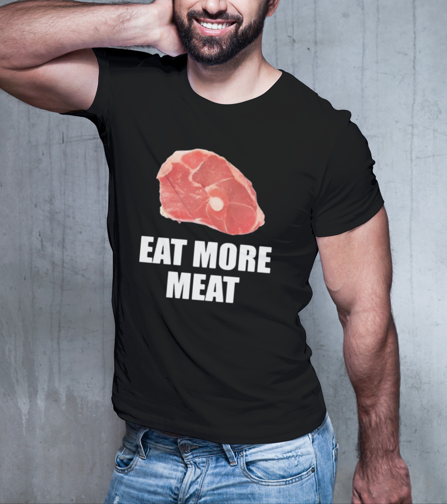 Oscar De La Hoya Wearing Eat More Meat Steak Slice T-Shirt