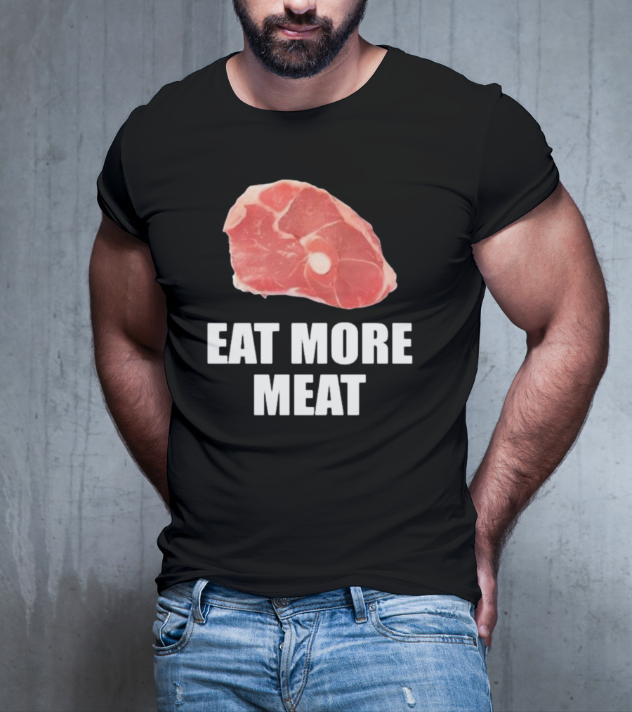 Oscar De La Hoya Wearing Eat More Meat Steak Slice T-Shirt