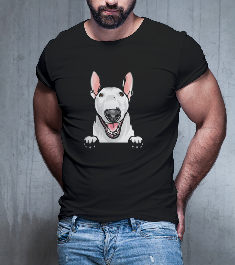 Animal Dog Bull Terrier Peeking With Ears And Nose T-Shirt