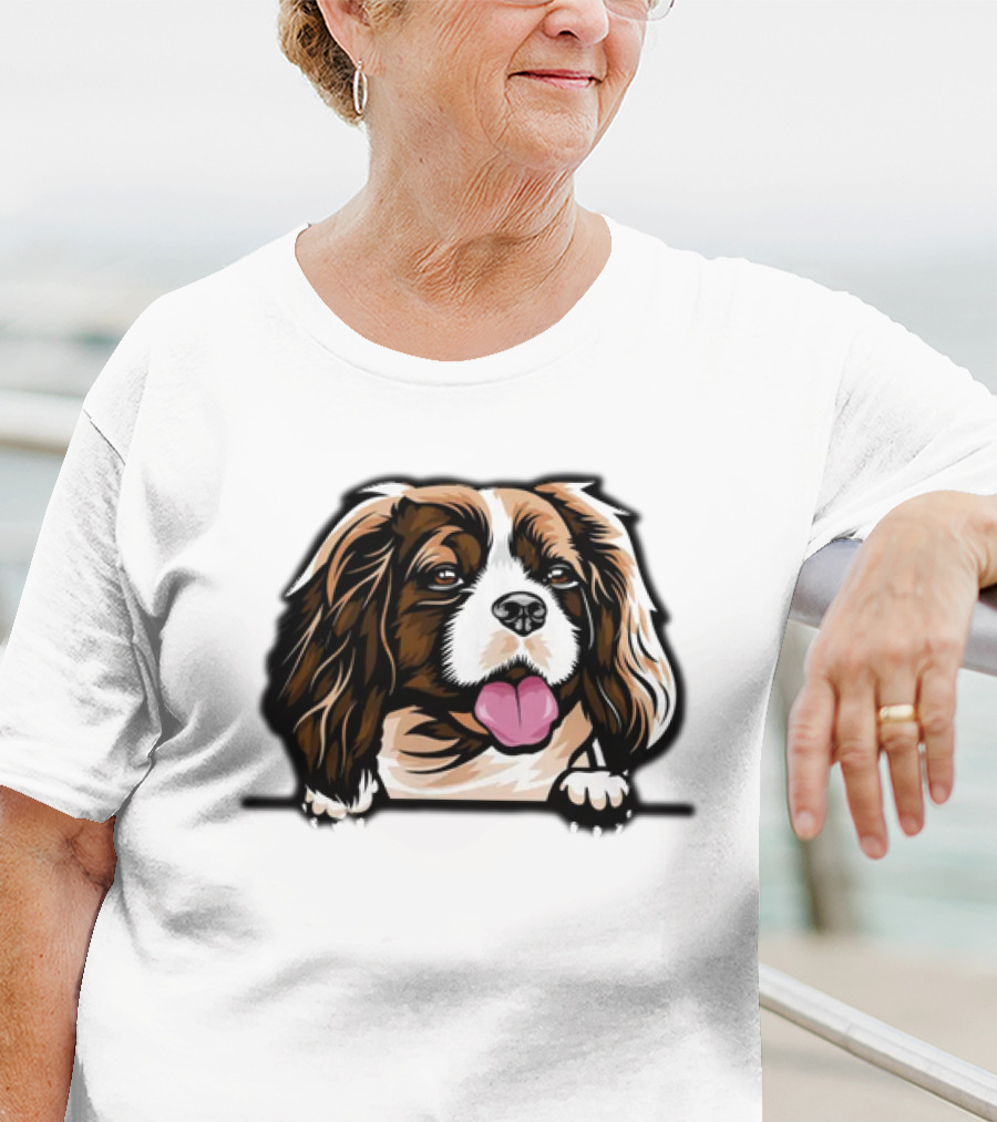 Animal Dog Cavalier King Charles Spaniel Peeking 6yhkma Color T-Shirt