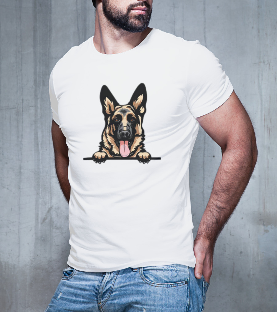 German Shepherd Dog Peeking Design Animal R5fvgb Color T-Shirt