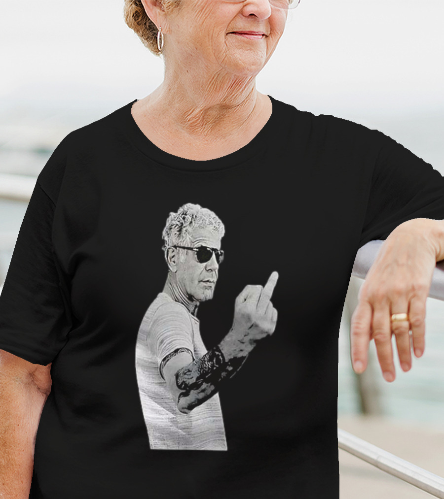 Anthony Bourdain Iconic Middle Finger Gesture T-Shirt