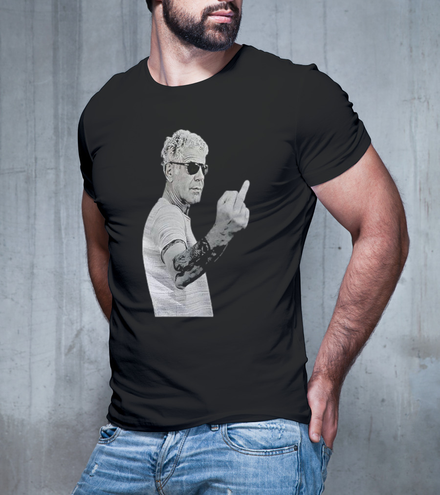 Anthony Bourdain Iconic Middle Finger Gesture T-Shirt