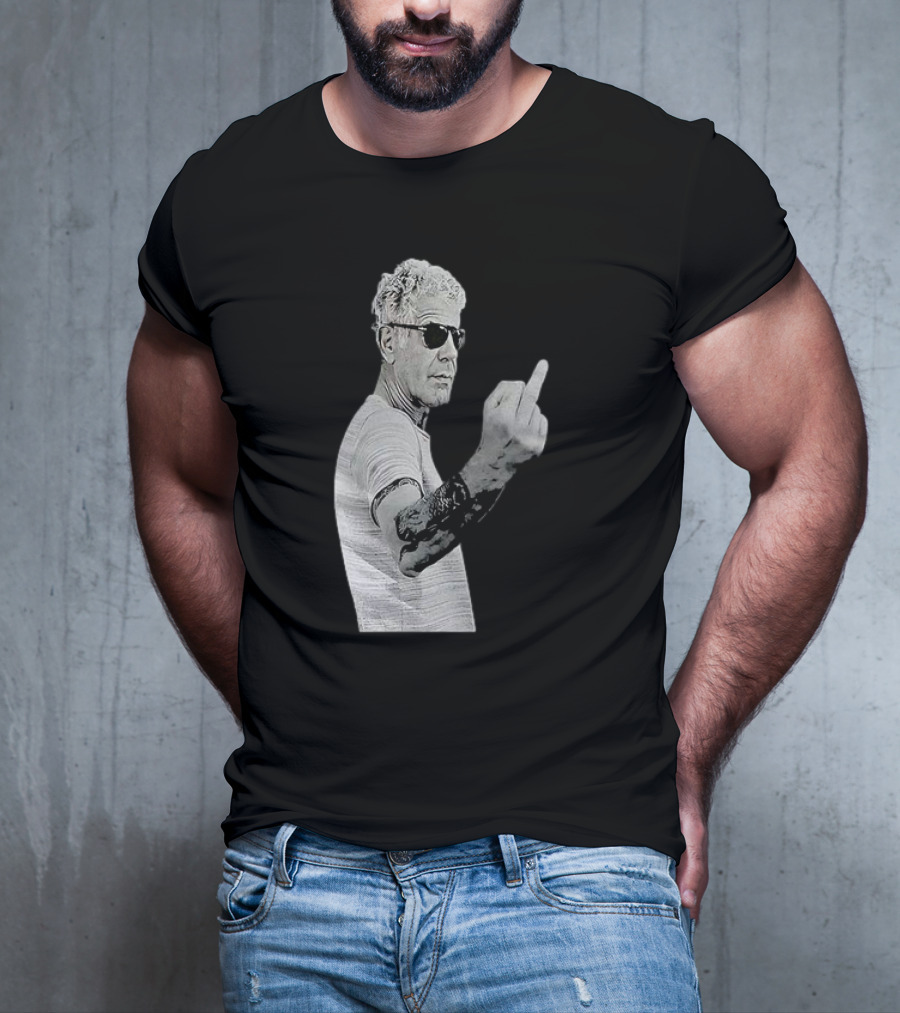 Anthony Bourdain Iconic Middle Finger Gesture T-Shirt