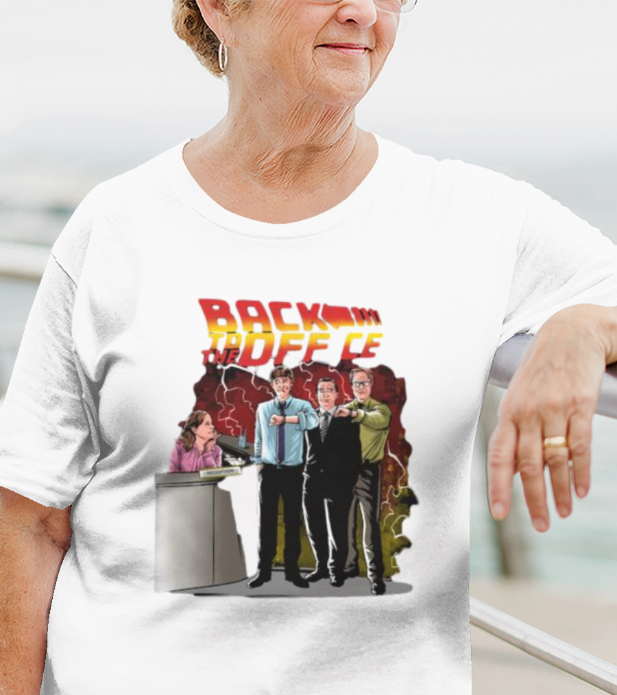 Back To The Office Men At Reception: Humorous Nostalgia With Lightning Burst T-Shirt