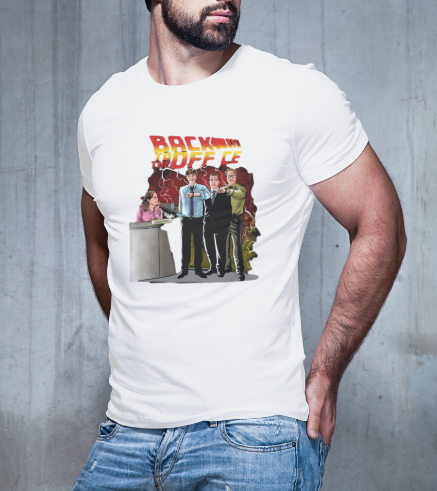 Back To The Office Men At Reception: Humorous Nostalgia With Lightning Burst T-Shirt