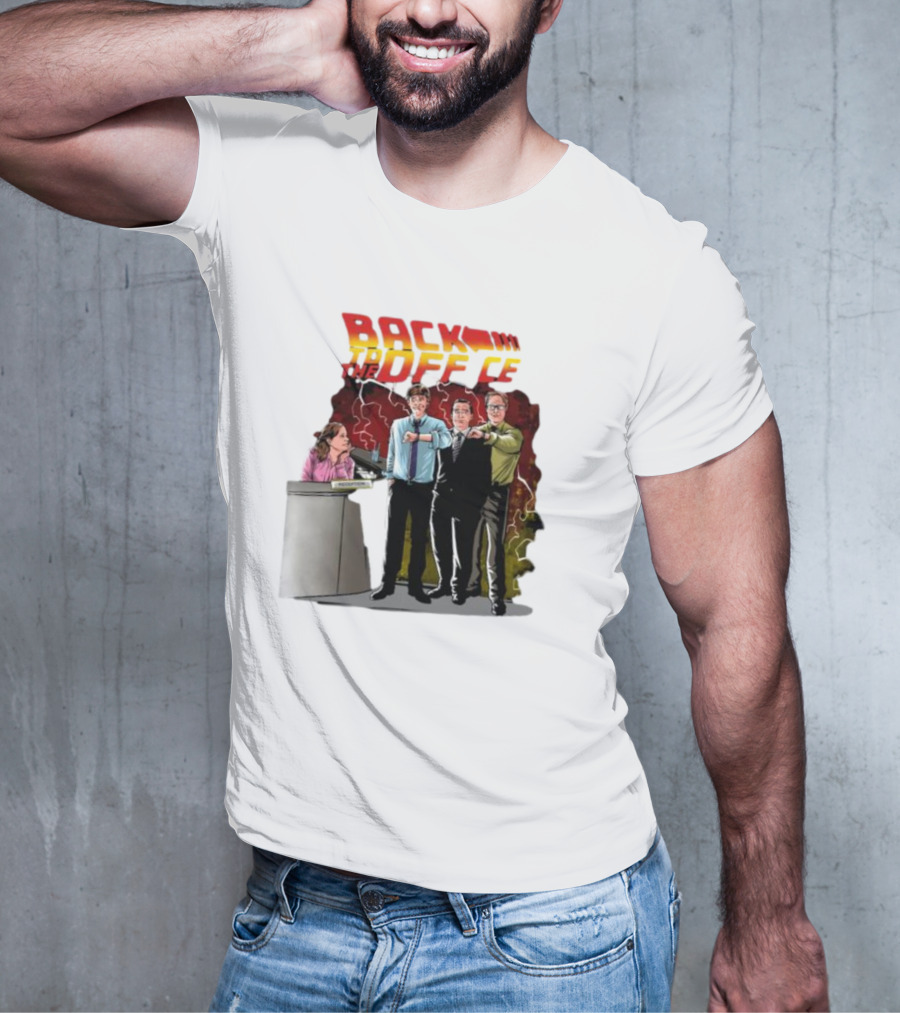 Back To The Office Men At Reception: Humorous Nostalgia With Lightning Burst T-Shirt