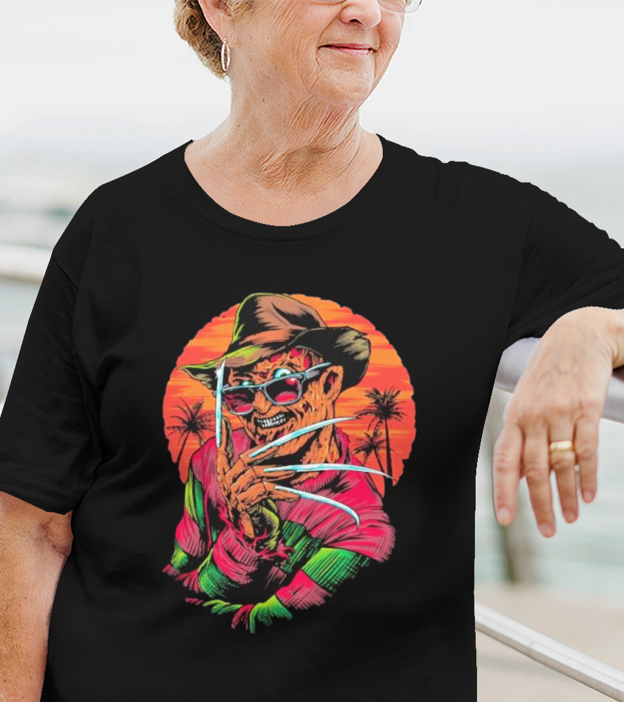 Fright-rags Freddy Krueger Kyle Crawford Retro Palm Sunset T-Shirt