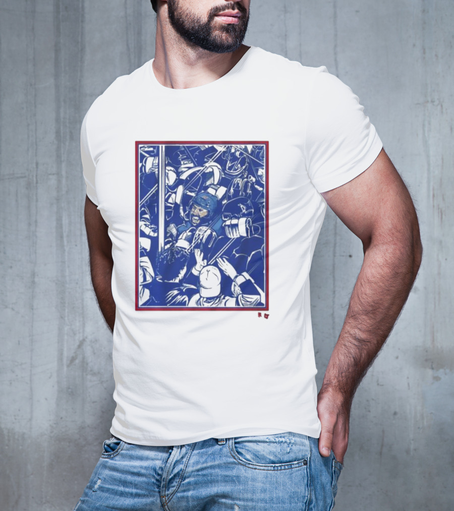 Vincent Trocheck Dogpile Hockey Team Celebration In Blue And White T-Shirt