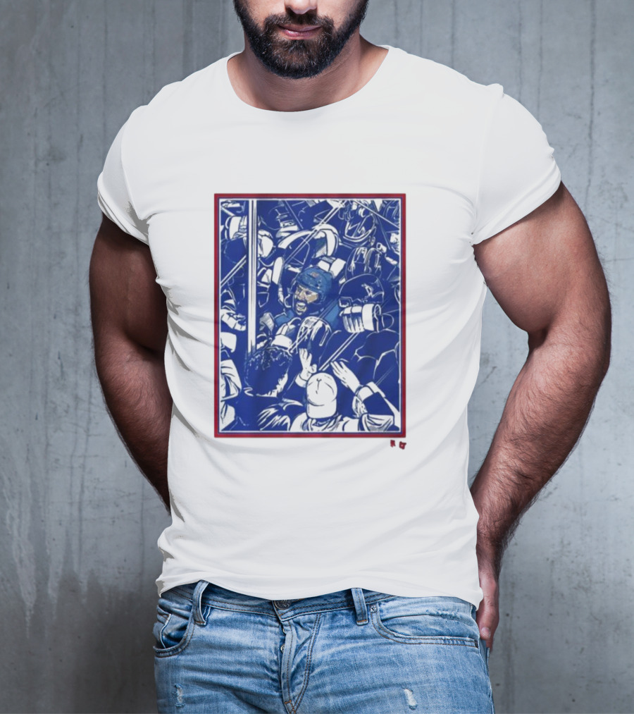 Vincent Trocheck Dogpile Hockey Team Celebration In Blue And White T-Shirt