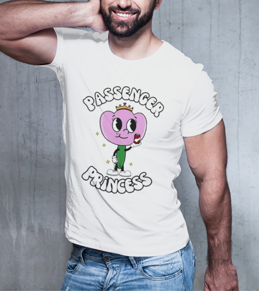 Passenger Princess Doublecrossco Cartoon Character With Crown And Drink T-Shirt
