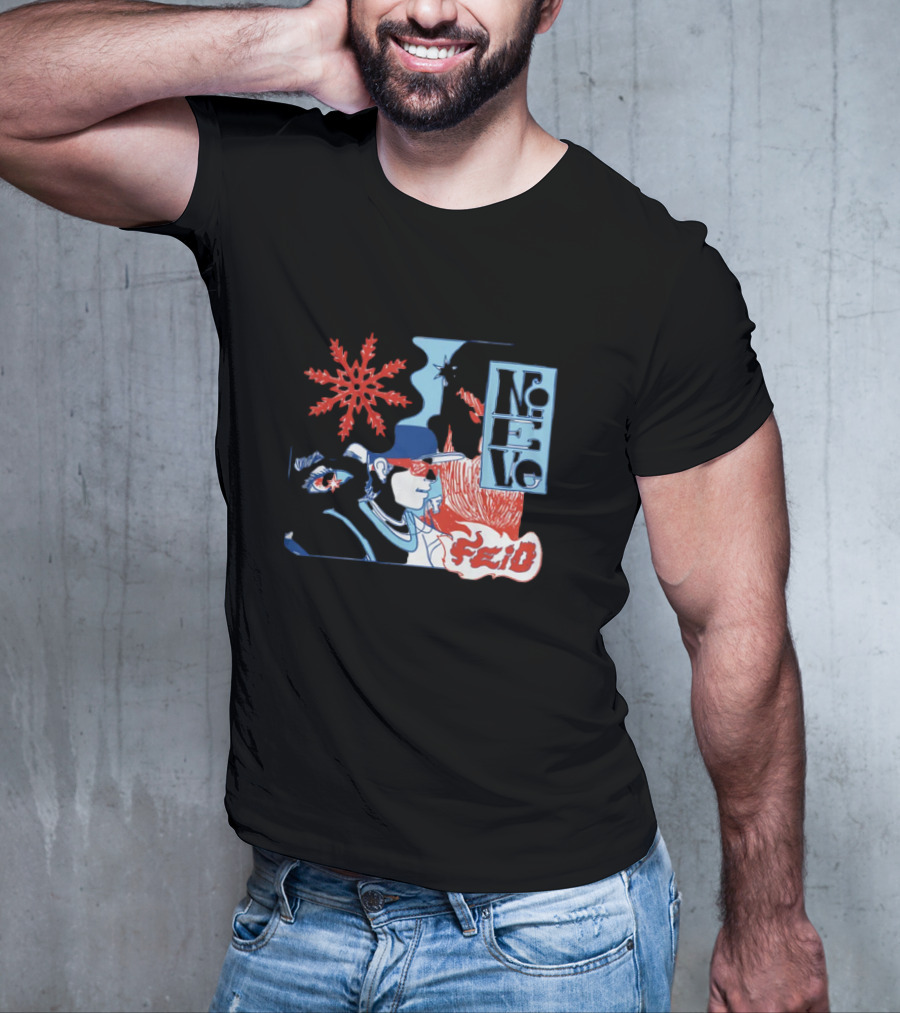 Ferxxo Merch Store Feid Nieve Snowflake Graphic Hip-Hop T-Shirt