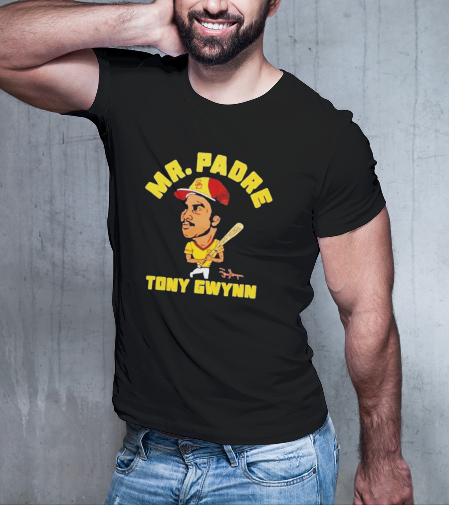 MR. PADRE TONY GWYNN SIGNATURE SAN DIEGO BASEBALL PLAYER CARTOON T-Shirt