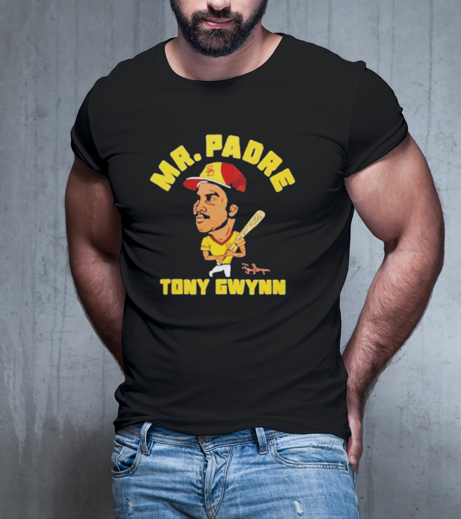 MR. PADRE TONY GWYNN SIGNATURE SAN DIEGO BASEBALL PLAYER CARTOON T-Shirt