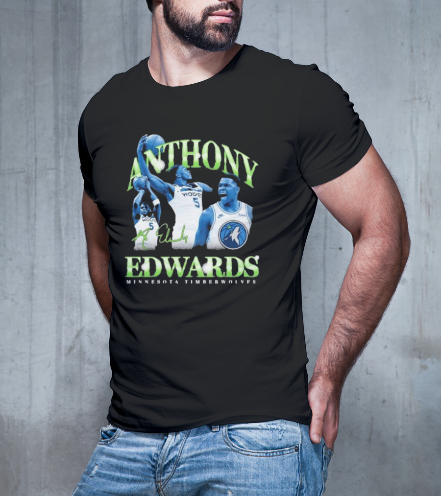 Anthony Edwards Wolves Minnesota Timberwolves 90s Retro T-Shirt
