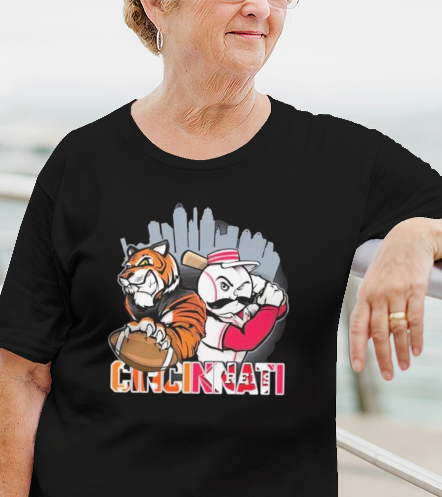 Cincinnati Reds Mr. Redlegs Cincinnati Bengals Tiger Mascot Fan Who Dey T-Shirt