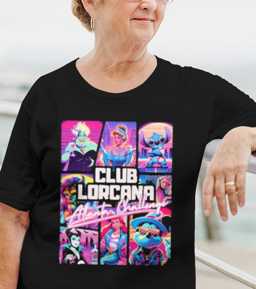 Club Lorcana Atlanta Challenge Ursula Cinderella Stitch 80s Neon T-Shirt