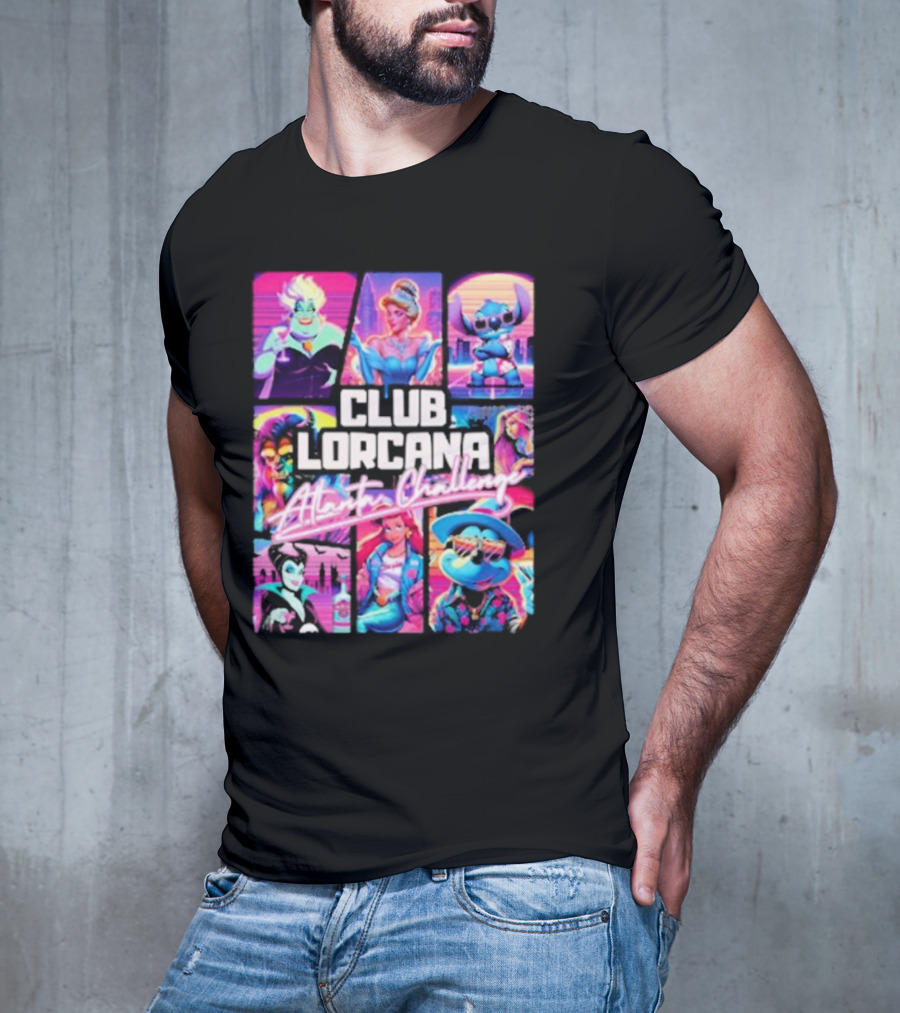 Club Lorcana Atlanta Challenge Ursula Cinderella Stitch 80s Neon T-Shirt