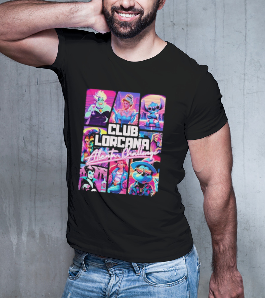 Club Lorcana Atlanta Challenge Ursula Cinderella Stitch 80s Neon T-Shirt