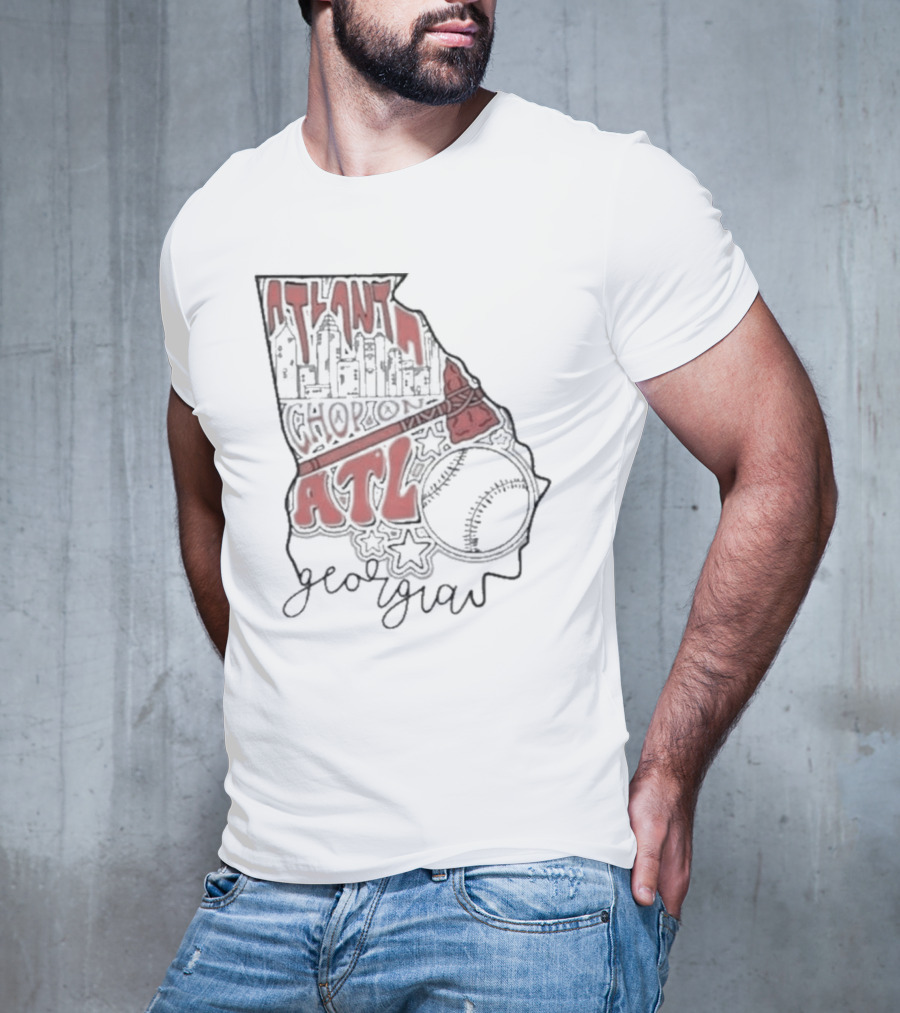 Atlanta Chop On ATL Georgia Baseball Map T-Shirt