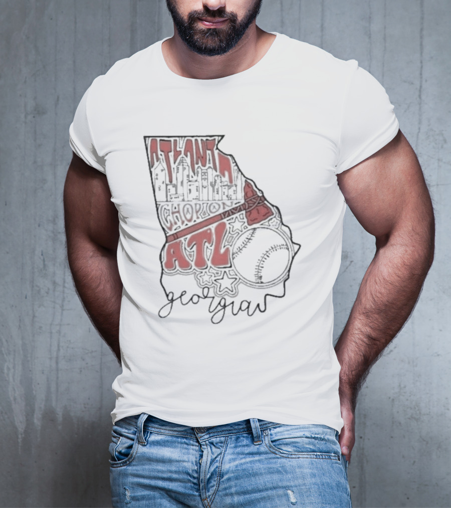 Atlanta Chop On ATL Georgia Baseball Map T-Shirt