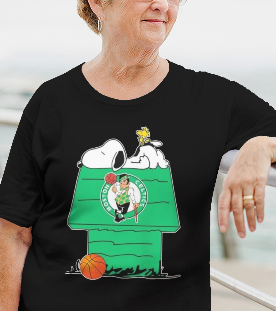 Peanuts Snoopy Woodstock Boston Celtics Basketball House T-Shirt