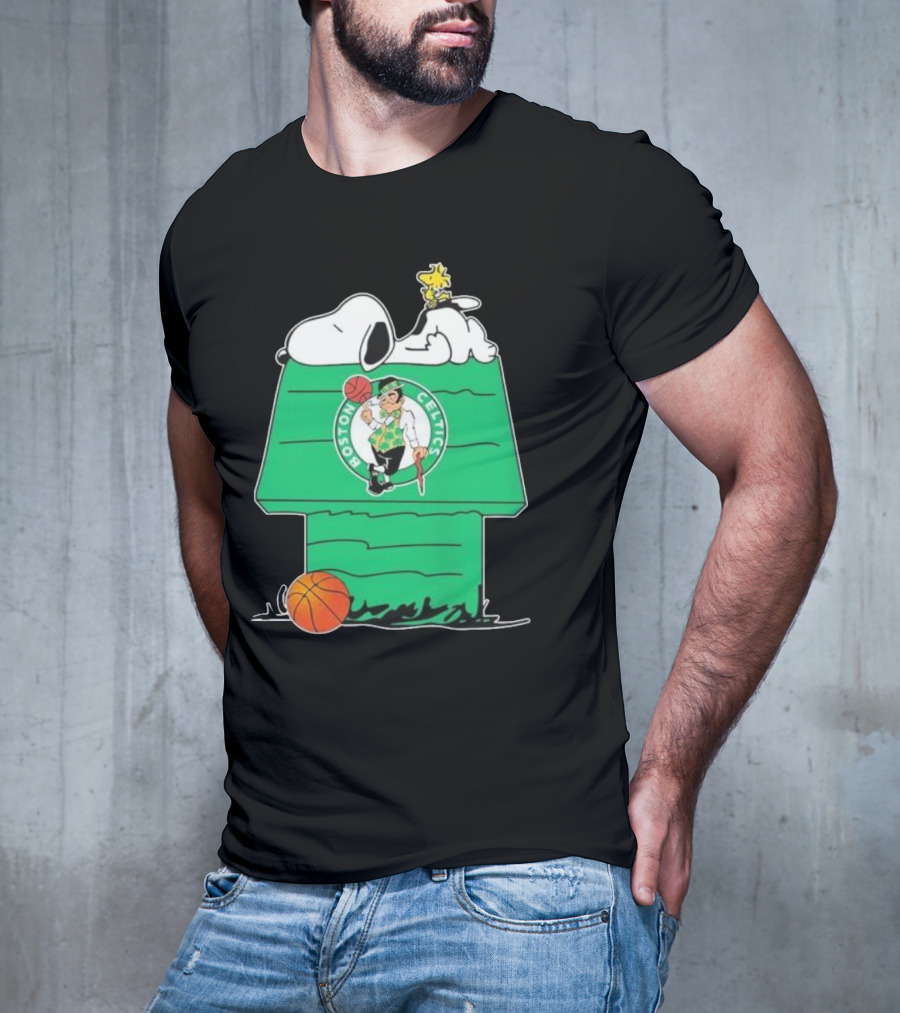 Peanuts Snoopy Woodstock Boston Celtics Basketball House T-Shirt