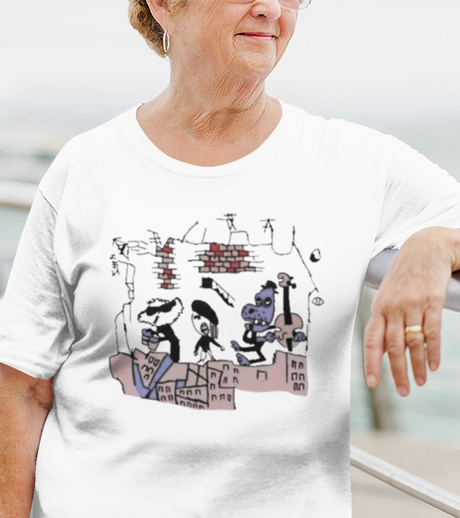 Retro Rad Puppet Band Brick Wall Jam Session T-Shirt