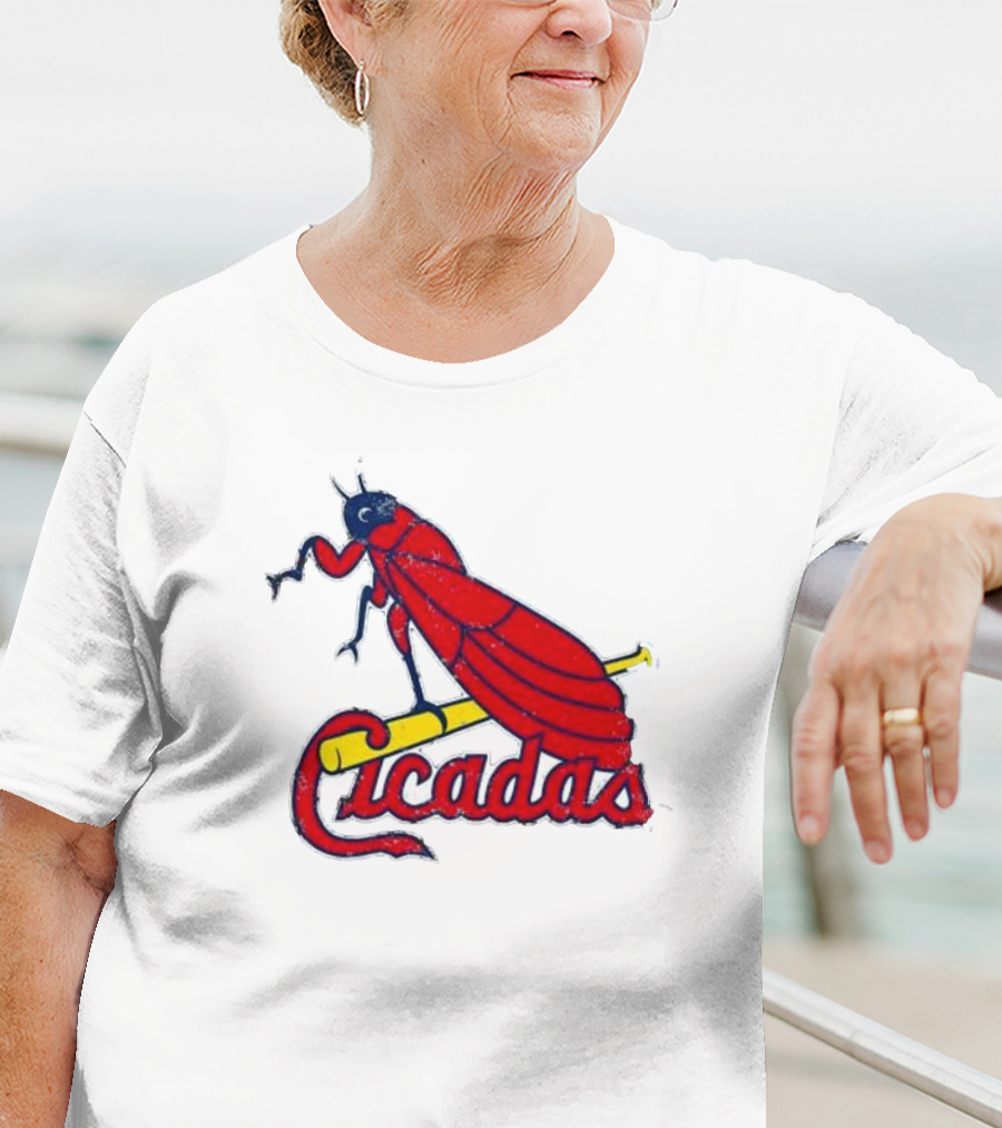 St. Louis Cicadas Red Insect Mascot Baseball Team T-Shirt