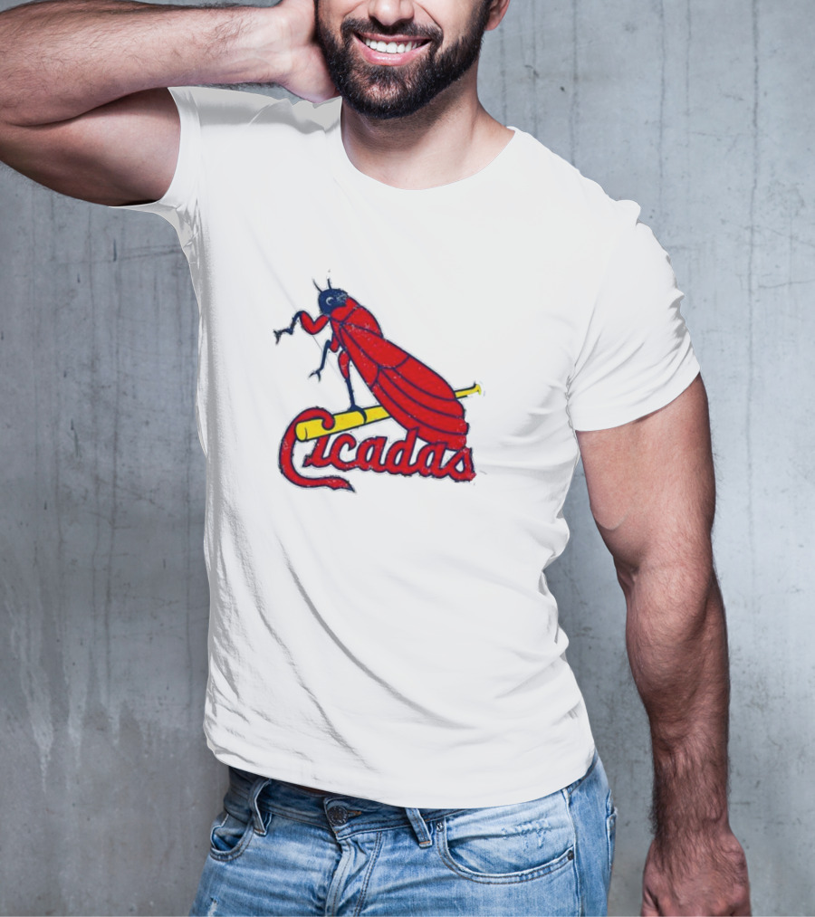 St. Louis Cicadas Red Insect Mascot Baseball Team T-Shirt