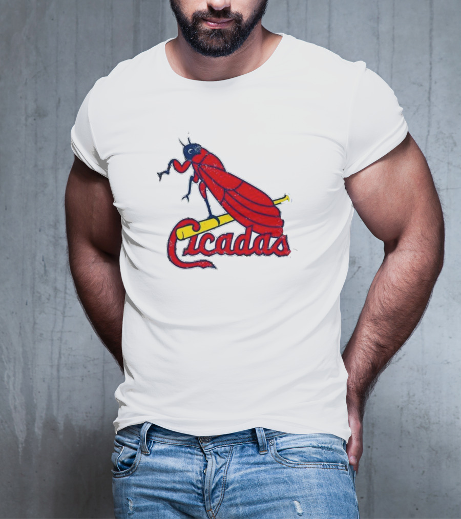 St. Louis Cicadas Red Insect Mascot Baseball Team T-Shirt