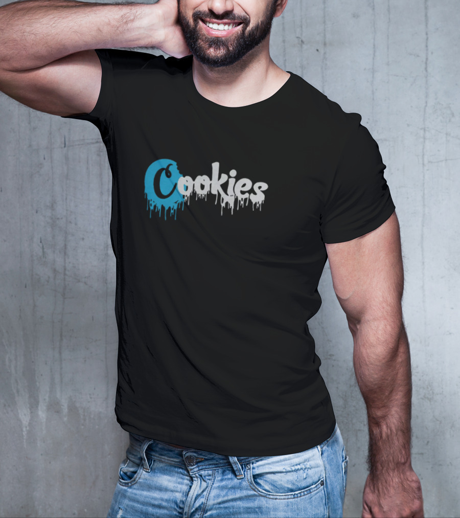 Cookies Dripping Text Blue T-Shirt