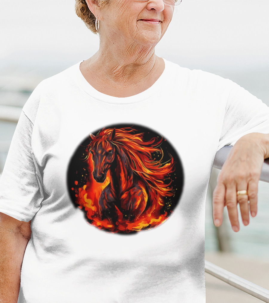 Fiery Horse With Flames For Funny Horse Lovers T-Shirt