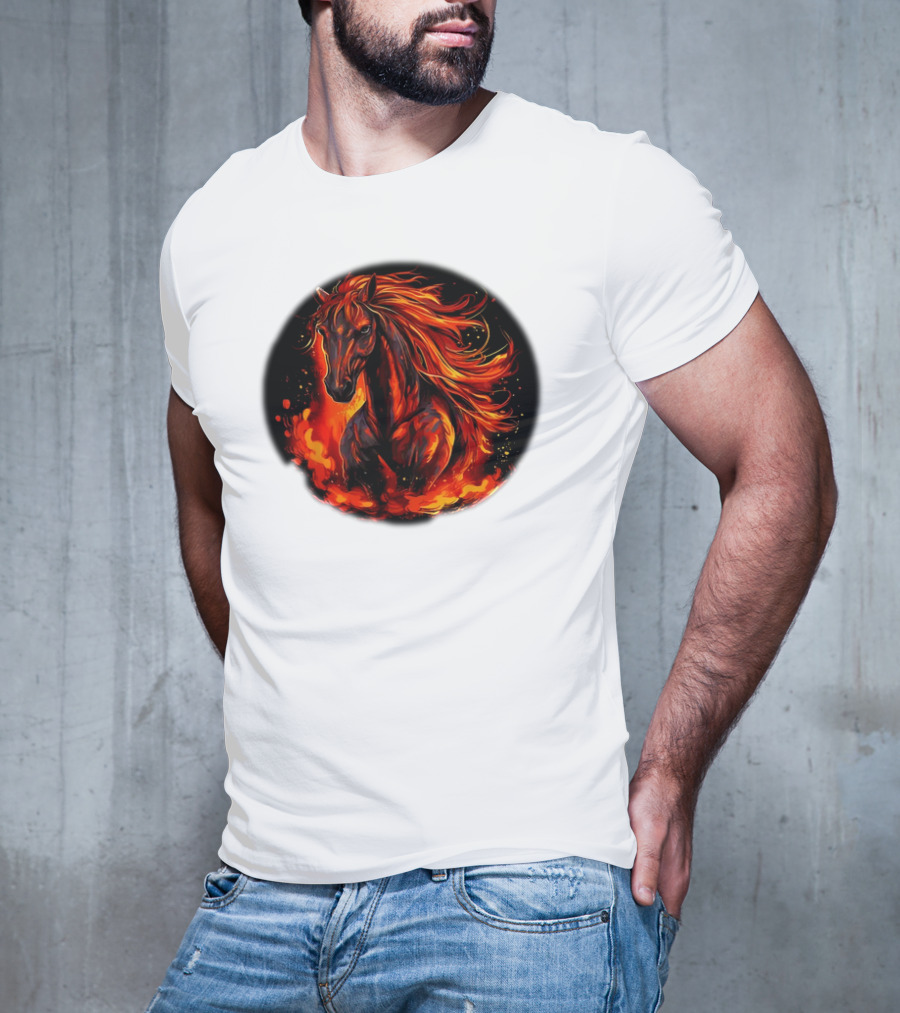Fiery Horse With Flames For Funny Horse Lovers T-Shirt