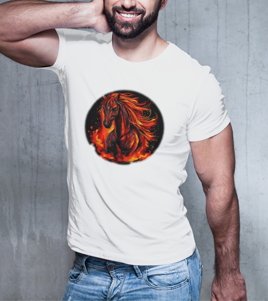 Fiery Horse With Flames For Funny Horse Lovers T-Shirt