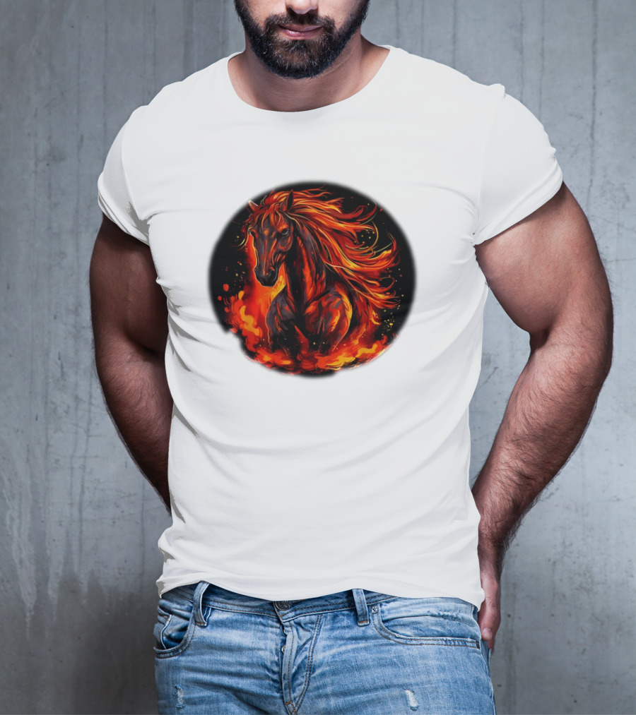 Fiery Horse With Flames For Funny Horse Lovers T-Shirt