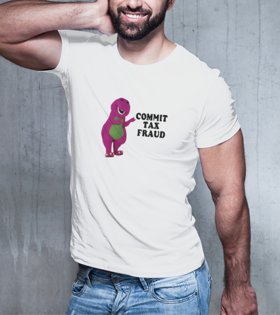 Commit Tax Fraud Purple Dinosaur Joke T-Shirt
