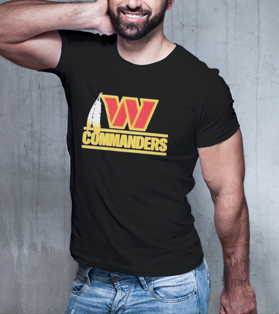 Coach Dan Quinn Commanders Logo W Feather T-Shirt