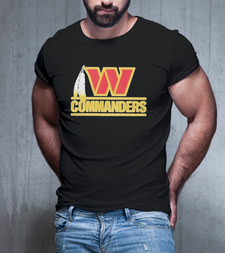 Coach Dan Quinn Commanders Logo W Feather T-Shirt