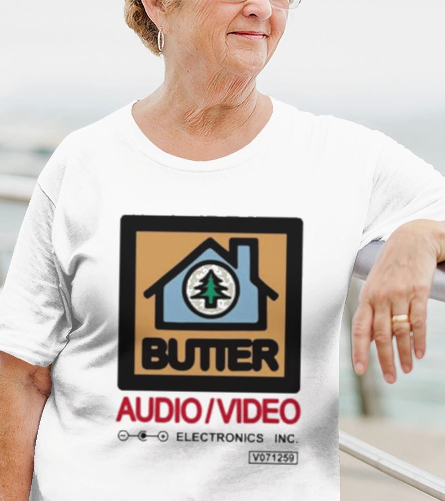 Tommyinnit Wearing Butter Audio Video Electronics Inc. House Symbol With Tree T-Shirt