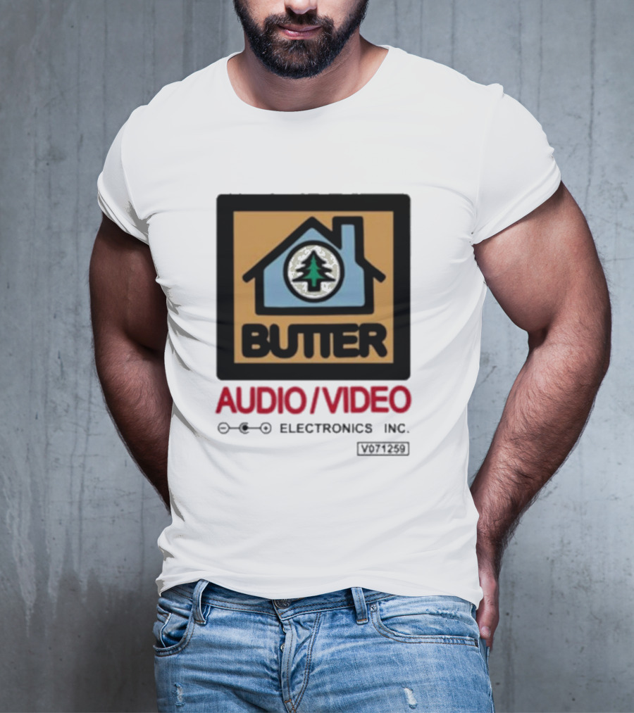Tommyinnit Wearing Butter Audio Video Electronics Inc. House Symbol With Tree T-Shirt