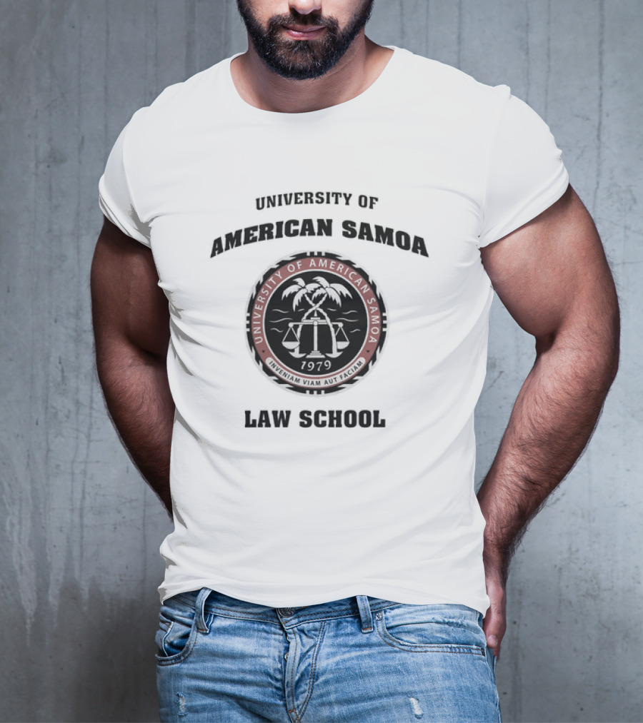 University Of American Samoa Law School Seal 1979 Palm Trees Scales T-Shirt