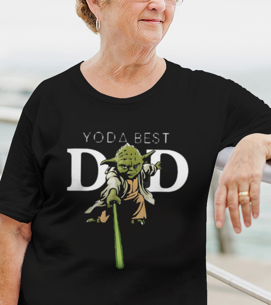 Yoda Best Dad Star Wars Fathers Day Green Lightsaber Jedi Master T-Shirt