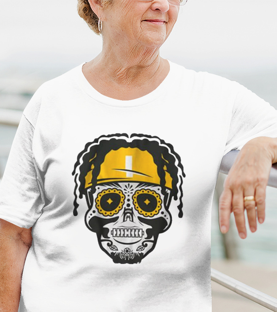 Justin Fields Pittsburgh Football Sugar Skull T-Shirt