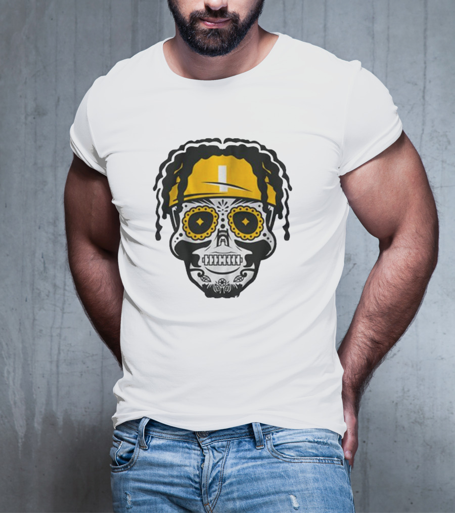 Justin Fields Pittsburgh Football Sugar Skull T-Shirt
