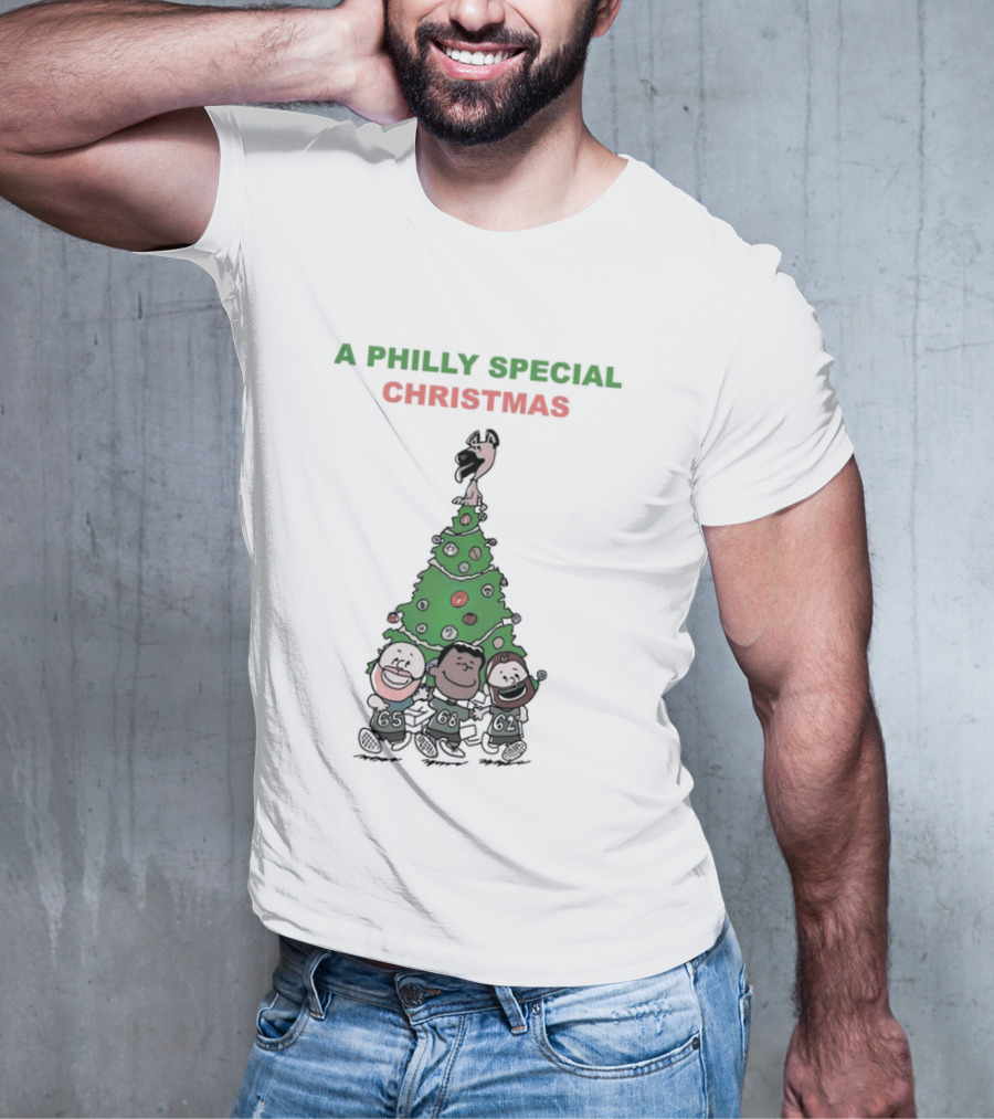 A Philly Special Christmas Motif With Festive Tree And Characters T-Shirt