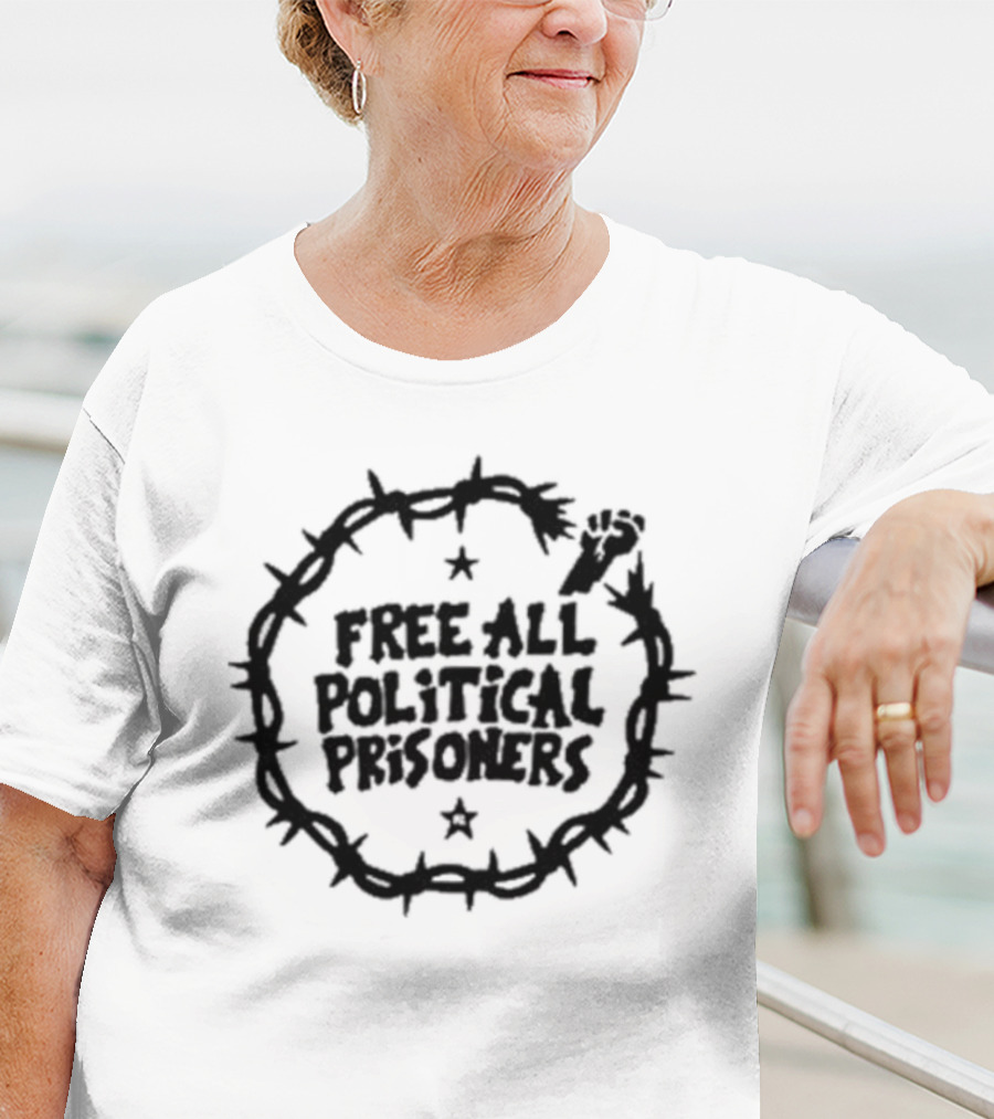 Liberation Free All Political Prisoners Barbed Wire Fist T-Shirt